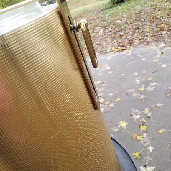 MCM Vintage George Briard Gold 11" Champagne Ice Bucket Metal Handle Lucite Lid - Picture 15 of 16